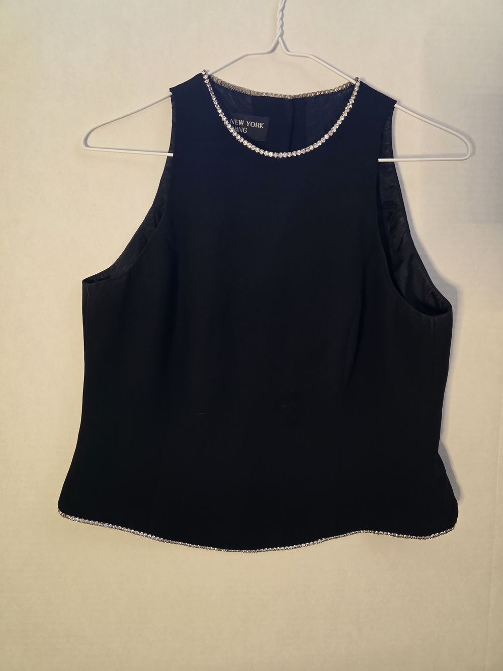 Jones New York Evening Vintage Black Sleeveless Jewel-Trim Shell Top